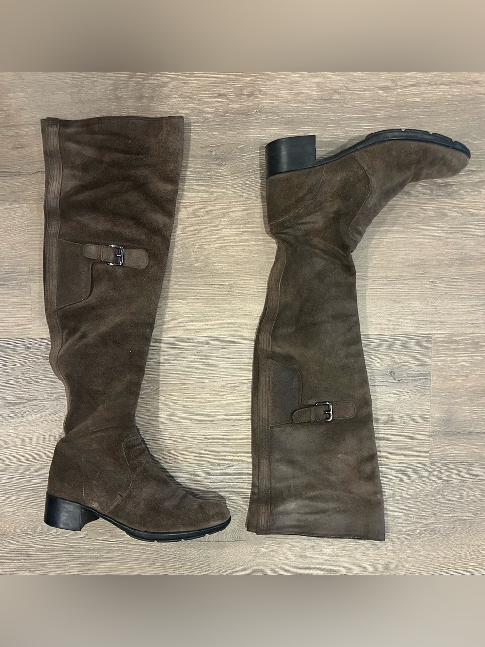 Prada Brown Suede Over the Knee Boots
